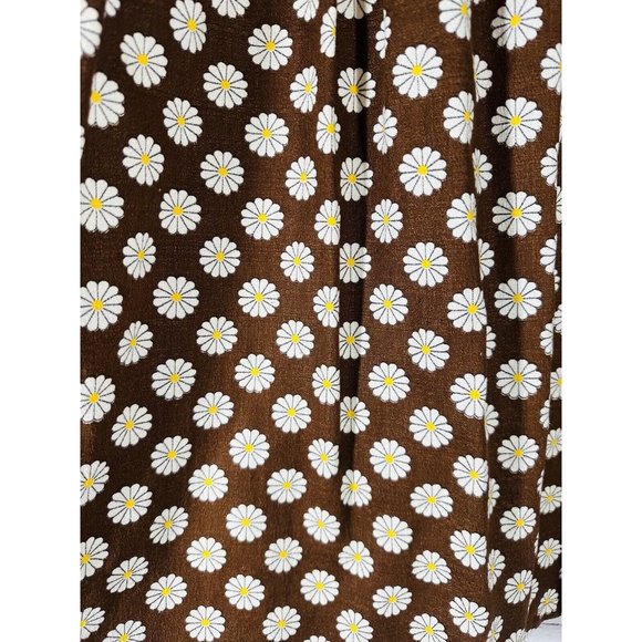 Daisy Flower Skirt Brown Floral Vintage Womens Plus Size 3X Mod Handmade Zipper - Picture 2 of 14